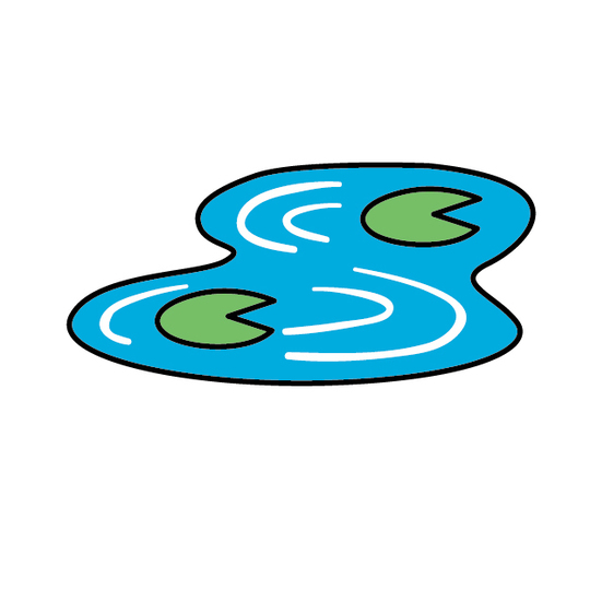 池に浮いた葉っぱのイラスト