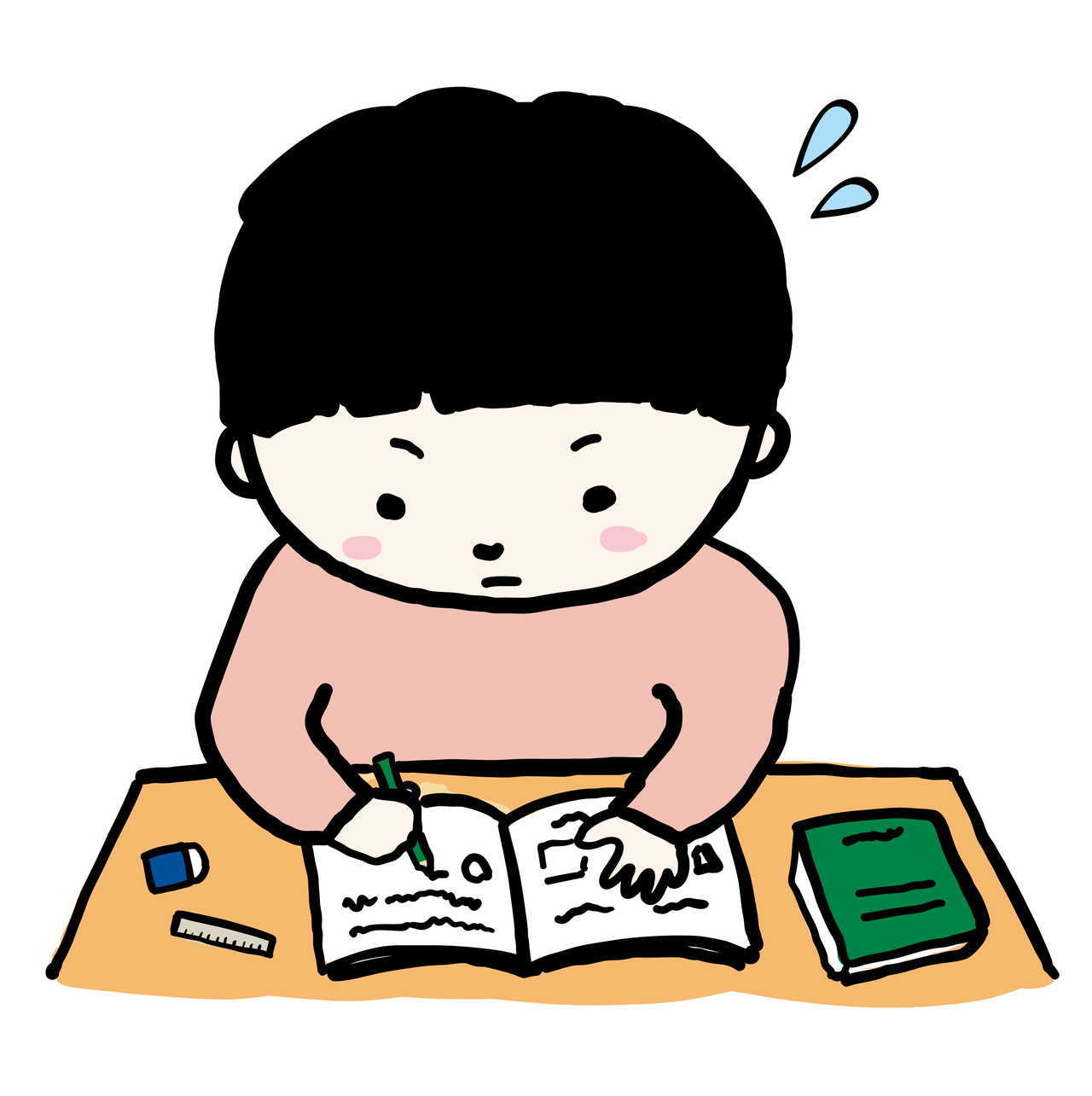 勉強する小学生の男の子