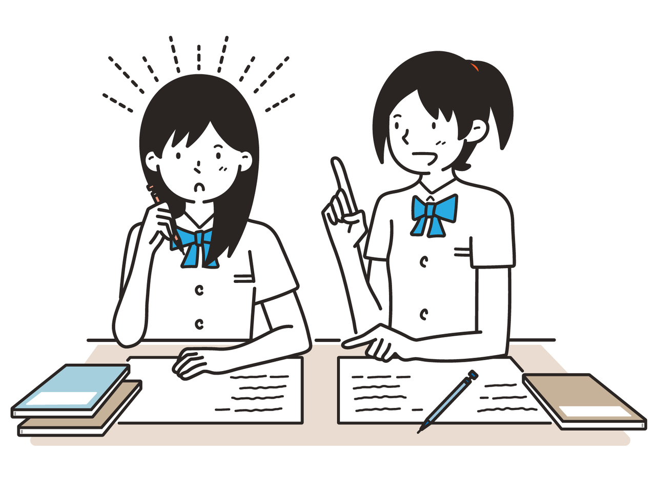 英語の音読をしている女の子のイラスト