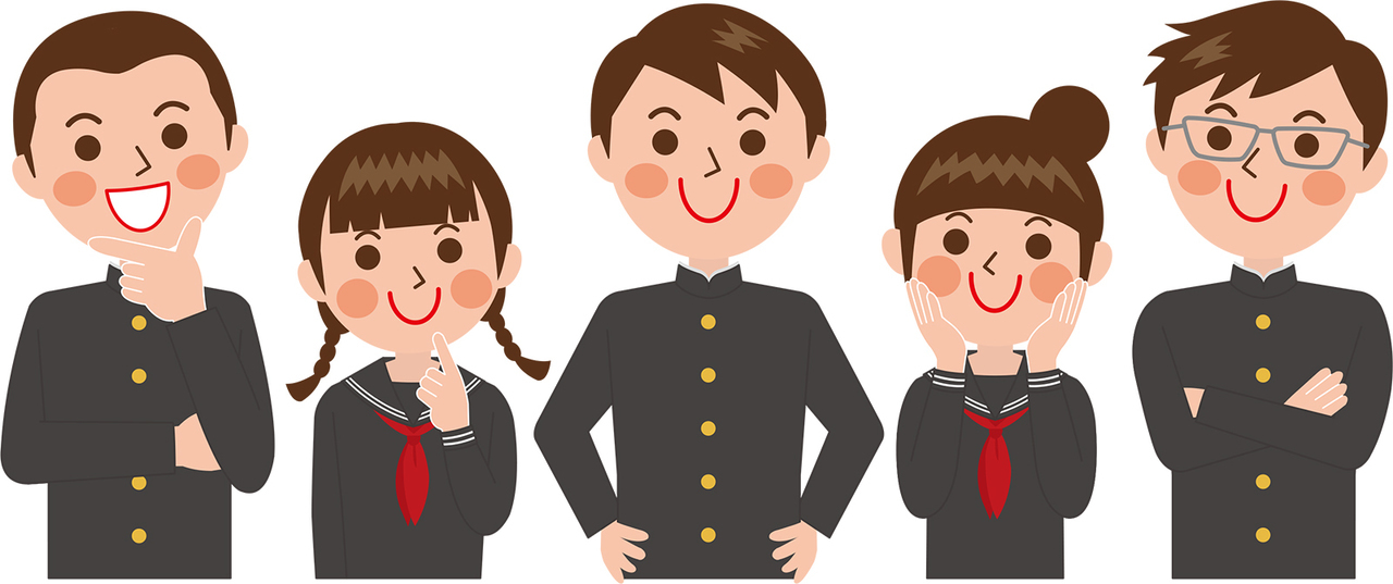 男女5名の笑顔の学生