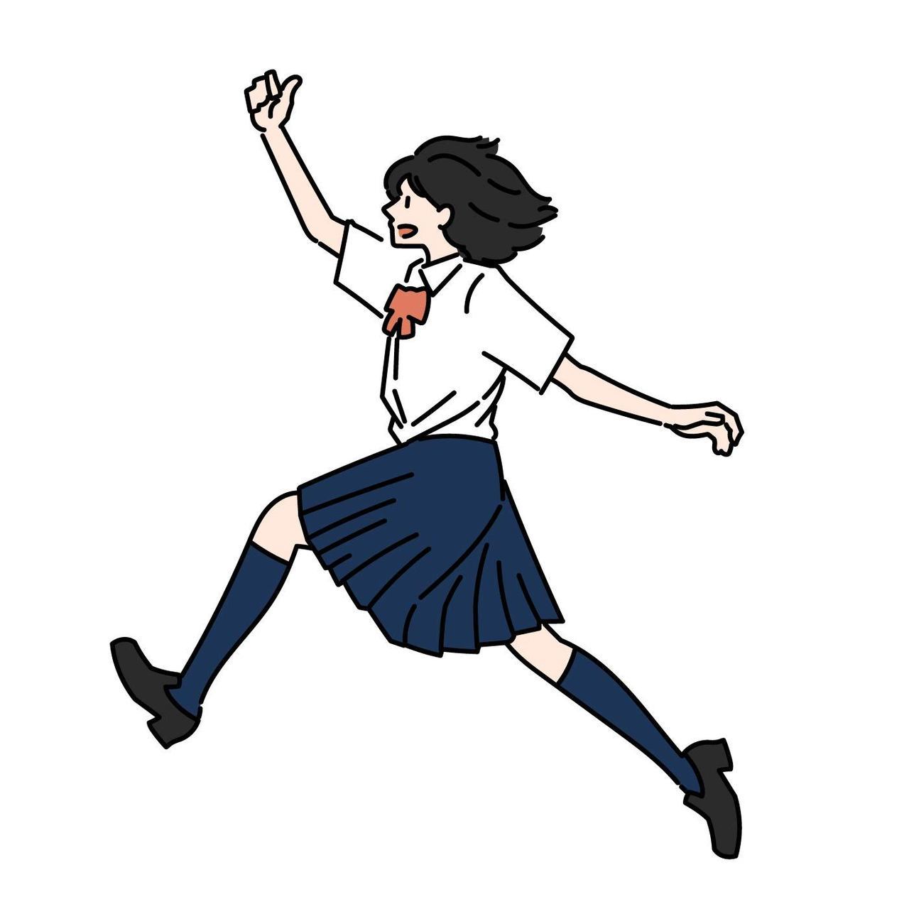 ジャンプする制服を来た女の子