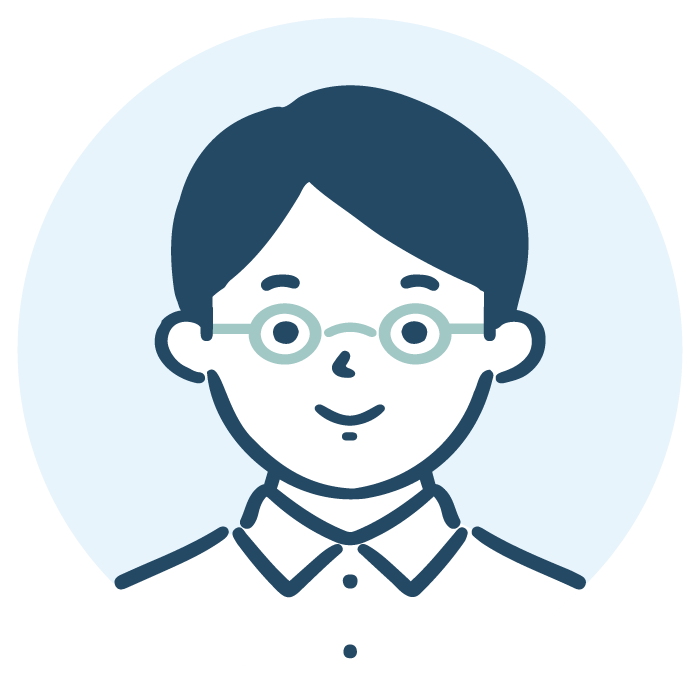 眼鏡をかけた男子学生