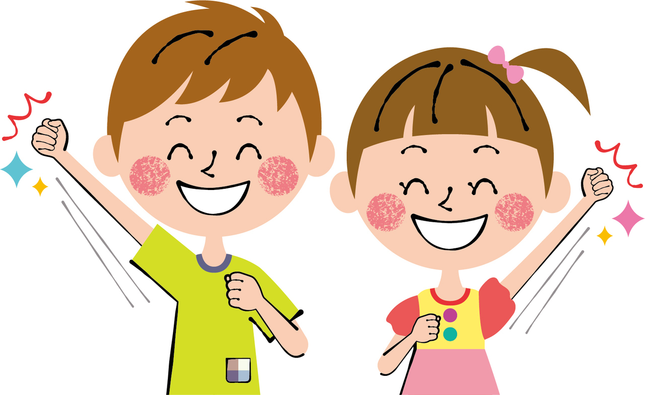 笑顔の男の子と女の子