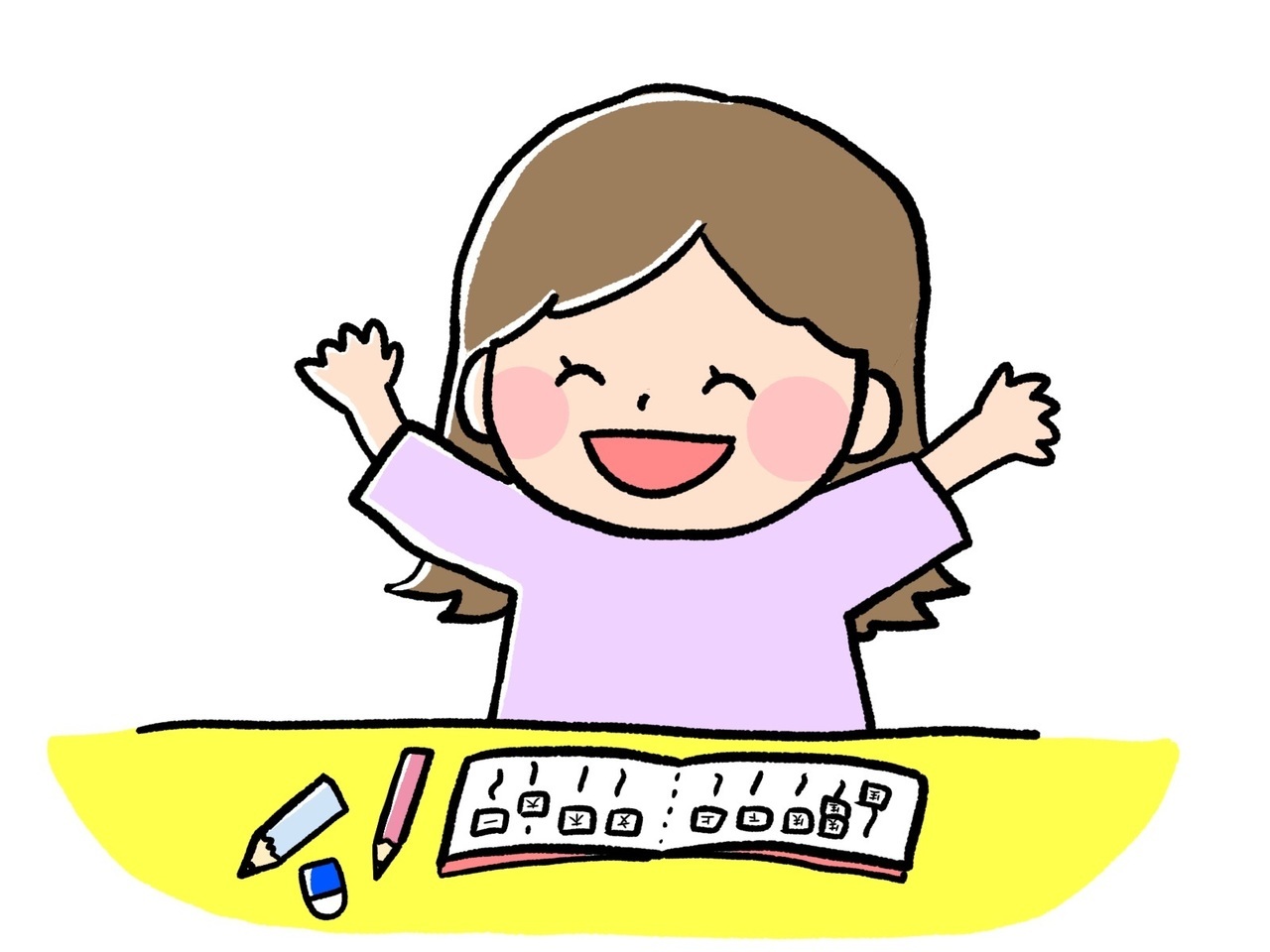 漢字の勉強をする女の子