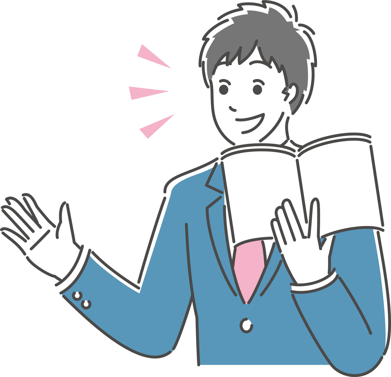 英語の音読をしている女の子のイラスト