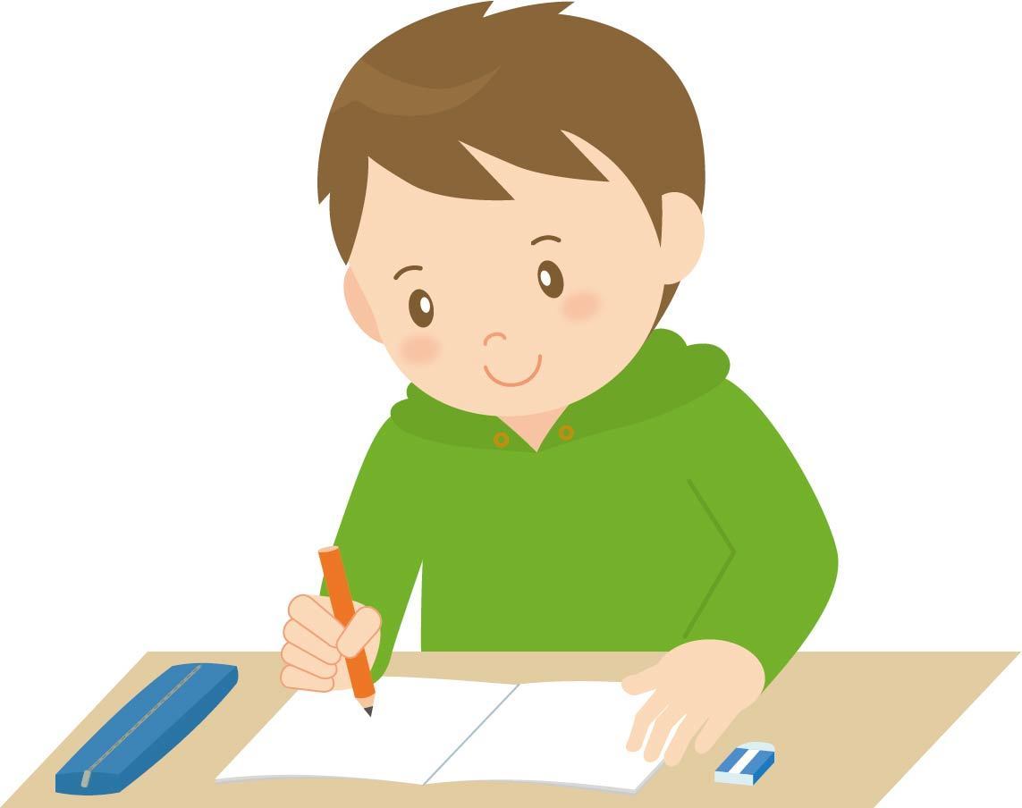 コツコツ勉強する男の子