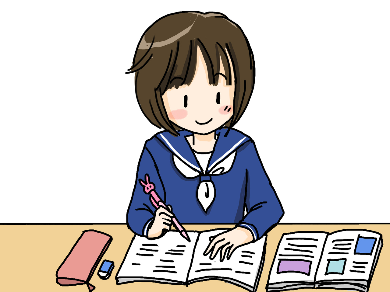 テスト勉強中の女の子