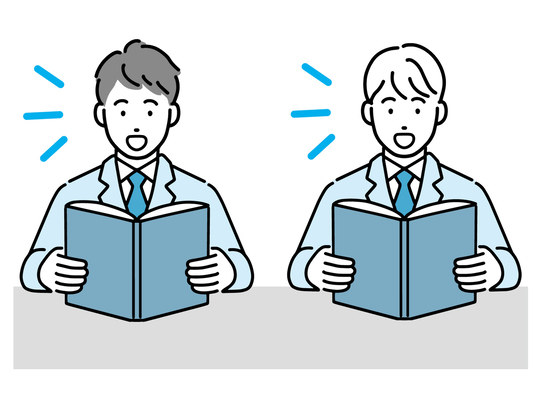 音読する２名の男子生徒