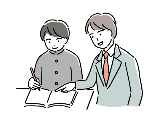 勉強する子供と先生のイラスト