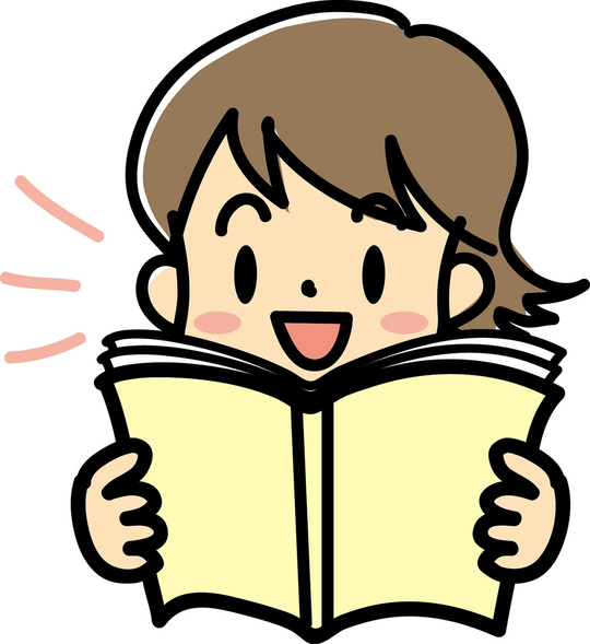 英語の音読をしている女の子のイラスト