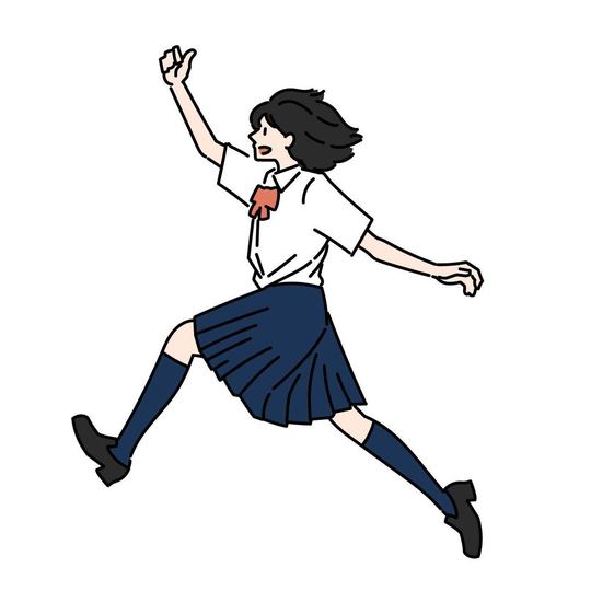 ジャンプする制服を来た女の子