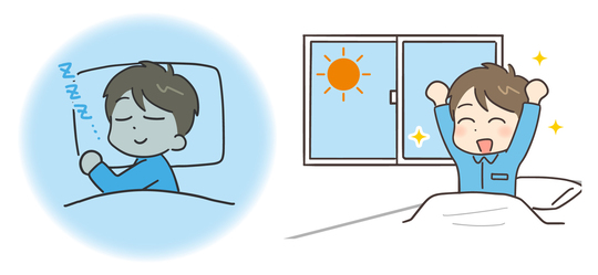 早寝早起きをする男の子