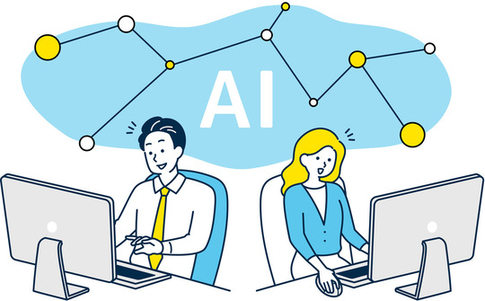 AIを取り入れて業務を進めるイラスト