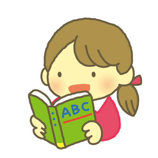 英語の音読をしている女の子のイラスト